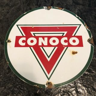 Vintage Conoco Gasoline Porcelain Sign Service Station Advertising