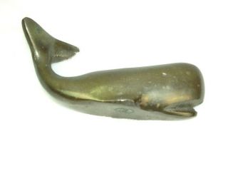 Solid Brass Whale 3 1/2 " Figurine Paperweight Nautical Sea Vintage Antique Small