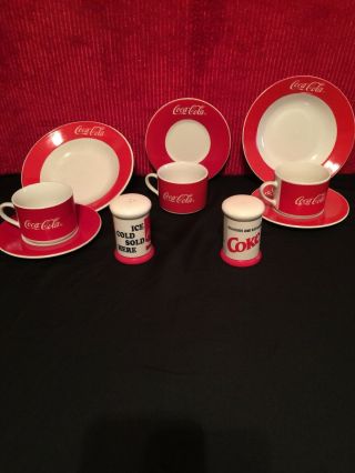 Vintage Coca - Cola Collectible Bowls,  Saucer,  Mugs Salt And Pepper Shaker