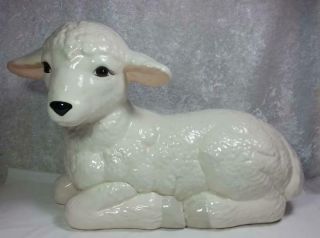 Sheep Or Lamb Figurine Cottage Farmhouse Ceramic Country Farm Signed Imperfect