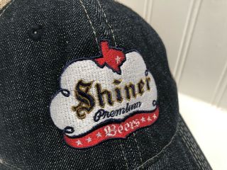 Shiner Premium Beers Hat Cap Denim w/Khaki Mesh SnapBack Shiner Texas 2