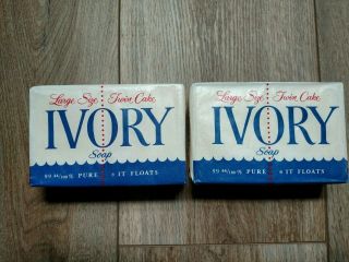 2 Vintage Ivory Large Size Twin Cake Bar Soap