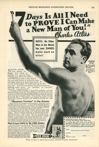 1933 Charles Atlas Ad Make A Man Of You In 7 Days Workout Exercise Muscles