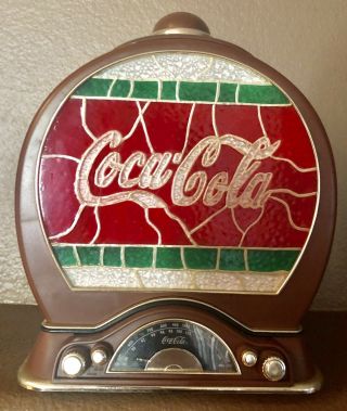Coke - Coca Cola Cookie Jar With Am/fm Radio Lighted Stained Glass Look