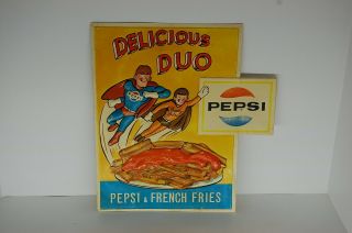 Vintage Plastic Pepsi Sign French Fries Restaurant Collectible Decor Man Cave