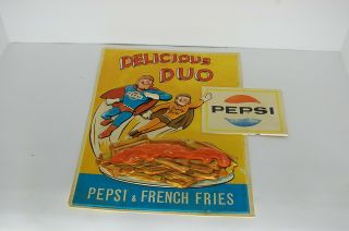 Vintage Plastic Pepsi Sign French Fries Restaurant Collectible Decor Man Cave 7