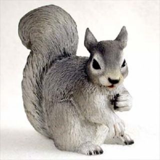 Gray Squirrel Pet Hand Painted Figurine Resin Statue Collectible Grey Animal