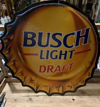 Vintage Busch Light Draft Beer Metal Sign,  23 " By 23 " Bar/man Cave