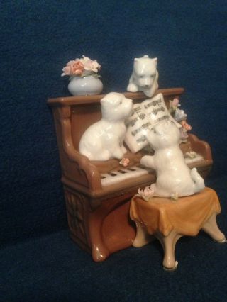 Vintage Three Westie (west Highland White Terriers) Dogs Playing A Piano