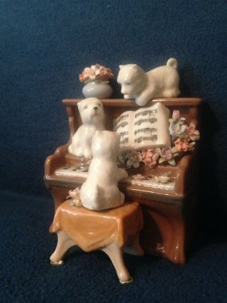 Vintage Three Westie (West Highland White Terriers) Dogs playing a piano 3