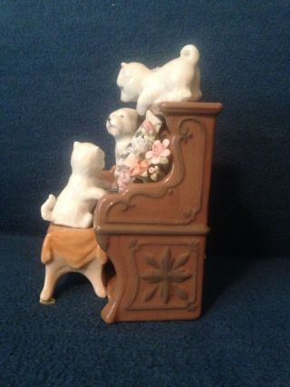 Vintage Three Westie (West Highland White Terriers) Dogs playing a piano 4
