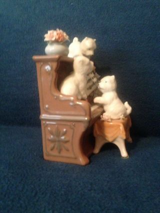 Vintage Three Westie (West Highland White Terriers) Dogs playing a piano 5