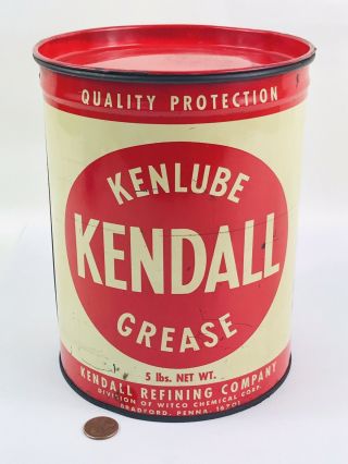 FULL KENDALL,  KENLUBE GREASE 5 POUND CAN GAS & OIL ADVERTISING 138 2
