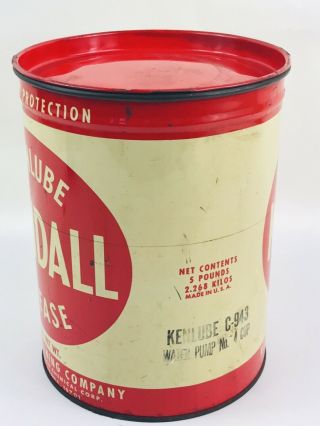 FULL KENDALL,  KENLUBE GREASE 5 POUND CAN GAS & OIL ADVERTISING 138 3