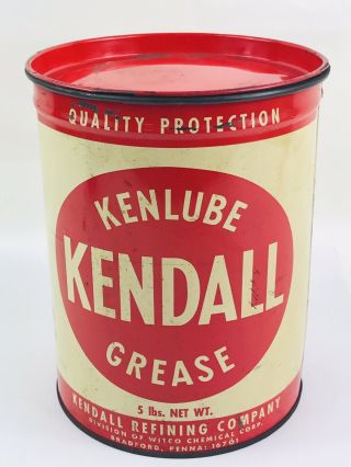 FULL KENDALL,  KENLUBE GREASE 5 POUND CAN GAS & OIL ADVERTISING 138 5