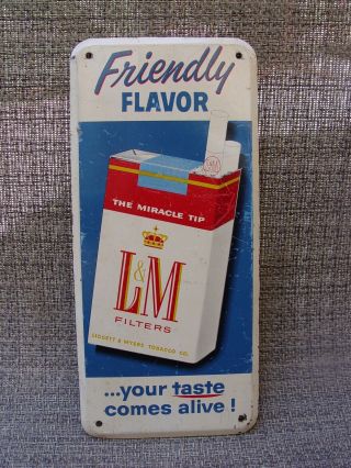 L&m Cigarettes Tobacco Tin Metal Advertising Door Push Sign