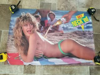 (vtg) Miller High Life Beer Sexy Girl On Beach Poster Bar Man Cave Game Room