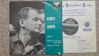Chopin / Kempff Piano Lp Uk Decca Sxl 2025 Stereo Ed.  1