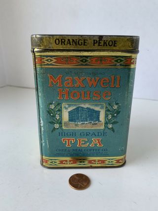 Vtg.  Maxwell House Tea Can.  Tea.  Orange Pekoe.