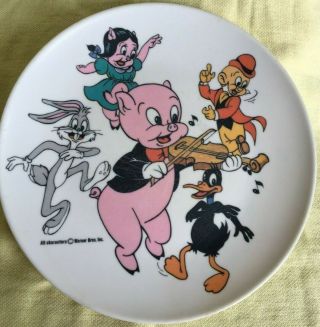 Looney Tunes Vintage Warner Brothers Porky Pig Bugs Bunny Melamine Plate 7 "