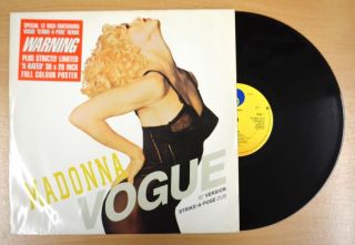 Madonna Vogue 1990 W9851tx 12 " Limited Edition Single Vinyl With Poster