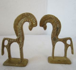 2 X Antique Vintage Stylized Metal Horse Figure,  Two Figures,  Small