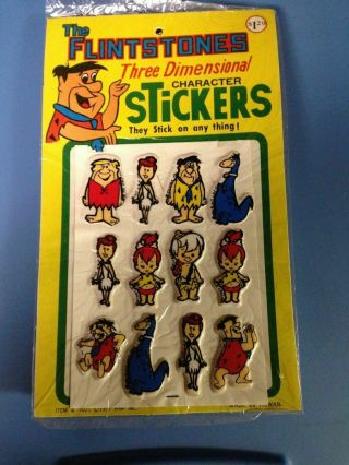 Vintage The Flintstones 3 Dimensional Puffy Sticker Store Display Sheet Nos