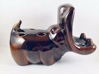 Vintage Pottery Ceramic Hippo Toothbrush & Toothpaste Holder