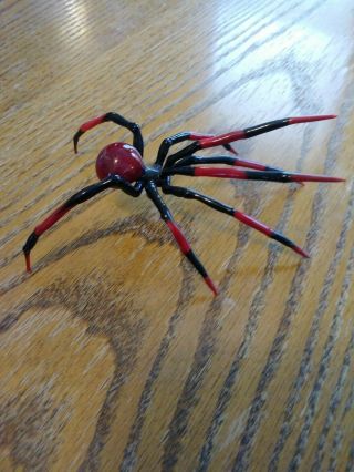 Murano Blown Glass Spider Red And Black