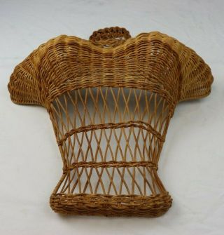 VTG Wicker Female Torso Bust Form Store Display MCM Mannequin 1970s Wall Hanging 2