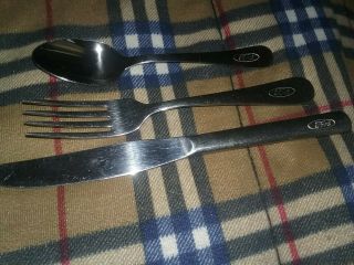 3 Vintage Ford Motor Company Dining Room Stainless Flatware Forks,  Spoons Knife