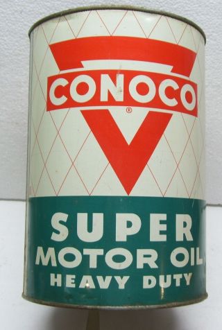 Conoco 5 Qt Five Quart Oil Can Gm Ford Mopar Diff One