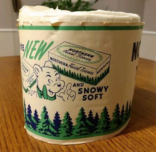 Vintage Northern Toilet Tissue Single Roll Paper Wrapped Bear Graphics