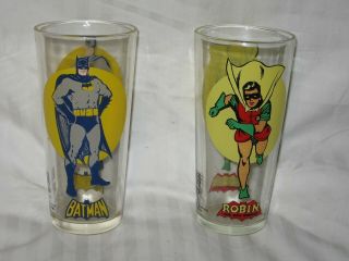Vintage Batman And Robin Drinking Glasses 1976 Dc Comics Pepsi Vgc