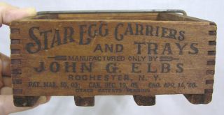 Vtg Wood Dovetailed Star Egg Carrier John Elbs 1900s