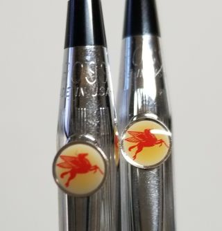 Mobil Oil Flying Pegasus Logo Chrome Cross Pen Pencil Set