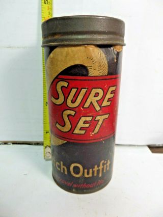 Very Rare Old Vintage Sure Set Rubber Co Tube Repair Tire Patch Outfit Kit Can