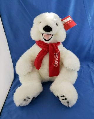 Jaag Coca Cola Polar Bear Plush White Red Velvet Scarf Stuffed Animal 12 "