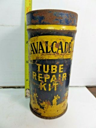 Very Rare Old Vintage Cavalcade Rubber Co Tube Repair Tire Patch Kit Can