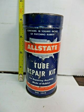 Very Rare Old Vintage Allstate 1049 Rubber Co Tube Repair Tire Patch Kit Can