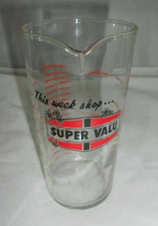 Vtg Valu Advertising Glass Measuring Cup W/spout Grocery Store Promo