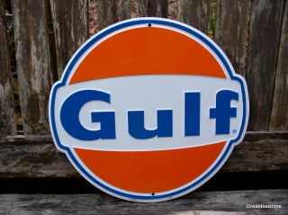 Gulf Oil Gas Sign Gasoline Old Vintage 1960 