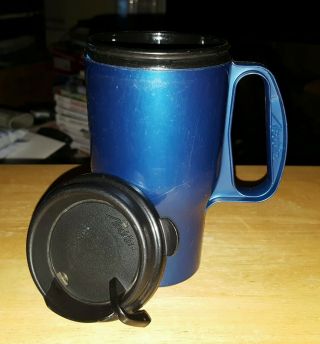 Vintage Aladdin Insulated Travel Mug/cup Blue/black 12 Oz.