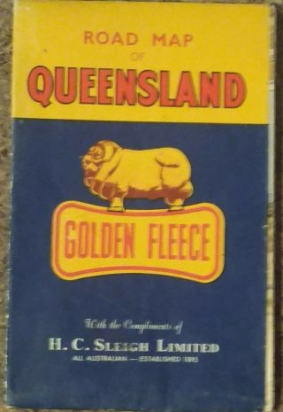 Golden Fleece Road Map Of Queensland Qld Collectable Vintage H.  C Sliegh