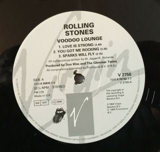 Rolling Stones ‎– Voodoo Lounge LP.  UK 1st press 1994 Virgin ‎– V 2750 6