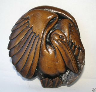 Pelican Victorian English Cathedral Carving Plaque Unique Bird Ornament