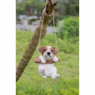 Hanging Jack Russel Terrier Puppy Dog - Life Like Figurine Statue Home Garden
