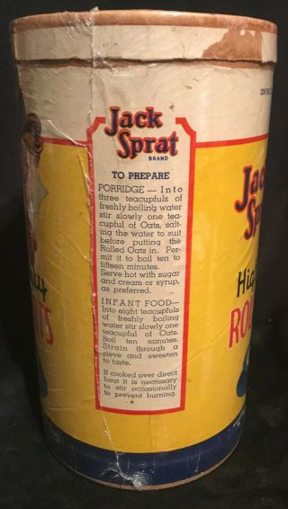Vintage Jack Sprat Brand Rolled Oats Container 3lb Box One to Have 4