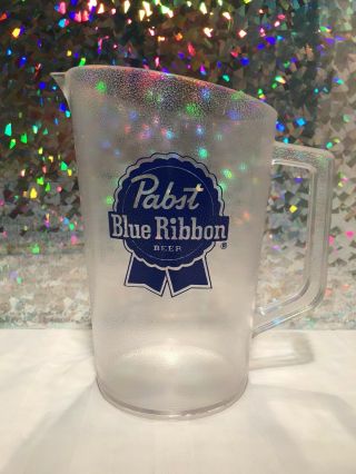 Vintage Plastic Pabst Blue Ribbon Beer Pitcher 48oz.
