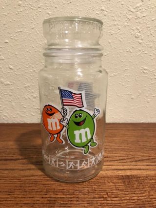 Vintage 1984 M&m’s Los Angles Summer Olympics Glass Jar With Seal Tight Lid